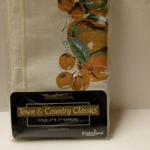 Town & County Classics Cloth Napkins CORNUCOPIA  by TC 17x17" NIP Set of 4